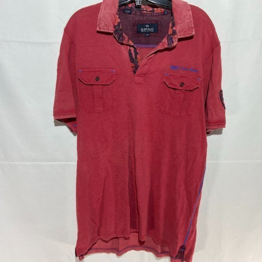Buffalo David Bitton Polo Shirt‎ Red LIKE NEW